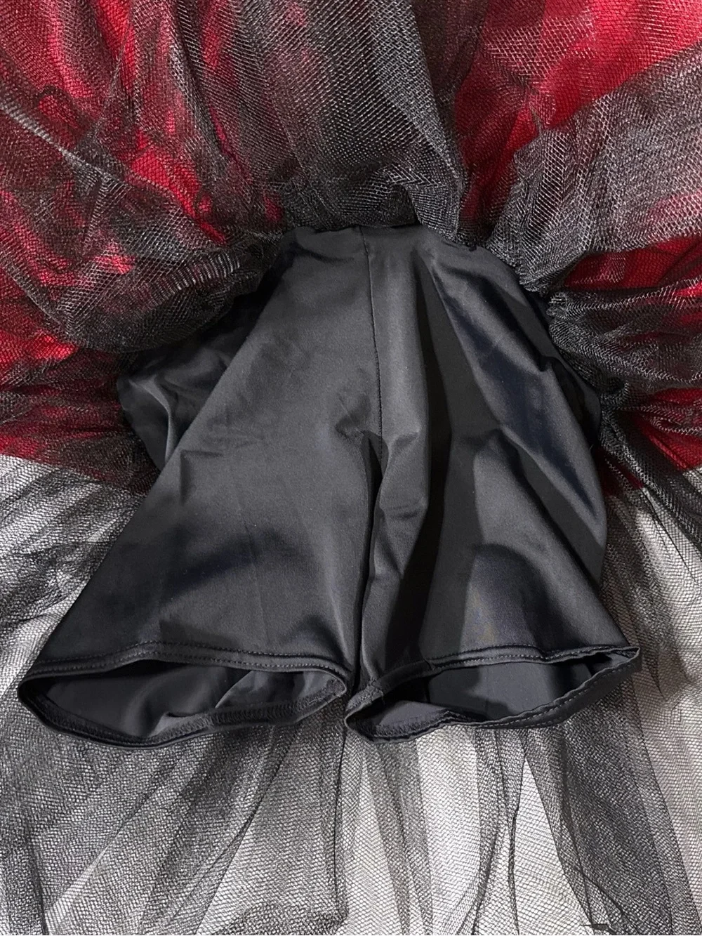 Weissman Anna Sun Red & Black Sequin Dress w/ Satin Skirt Dance Costume 10138